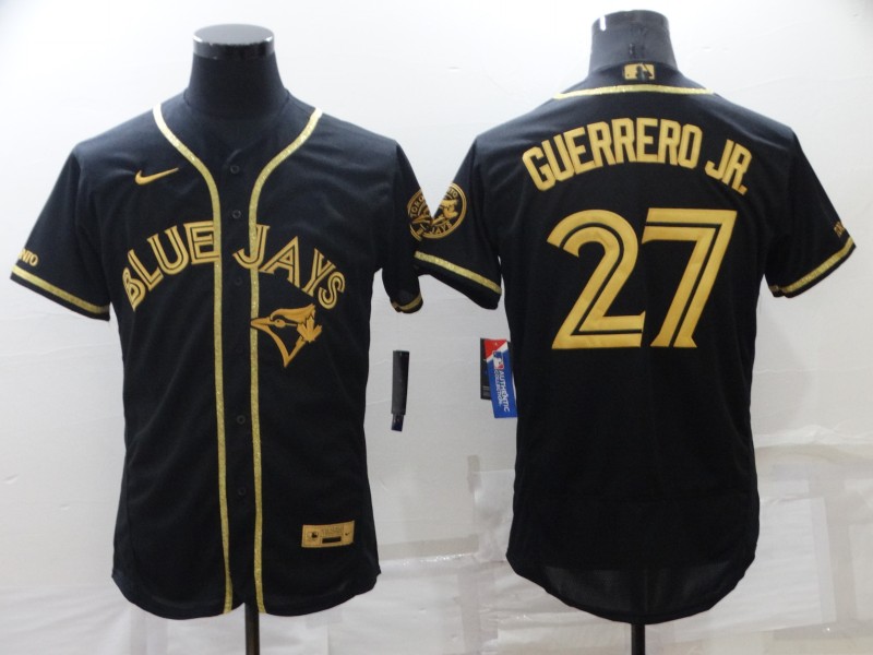 2021 Men Toronto Blue Jays #27 Guerrero jr Black elite 2021 Nike MLB Jerseys